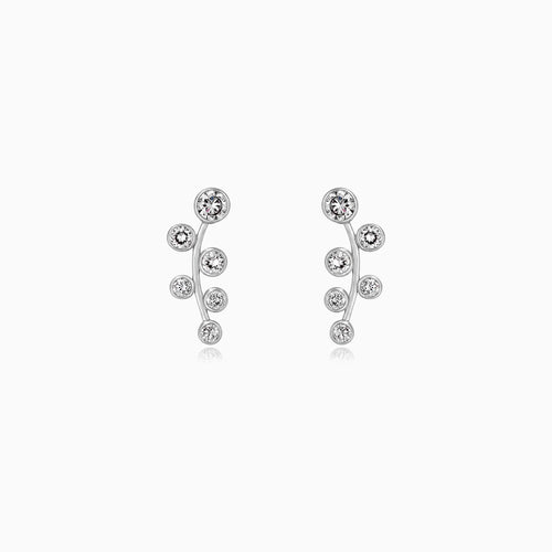 Sterling Silver Curved CZ Stud Earrings
