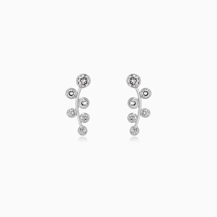 Sterling Silver Curved CZ Stud Earrings