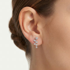Sterling Silver Curved CZ Stud Earrings
