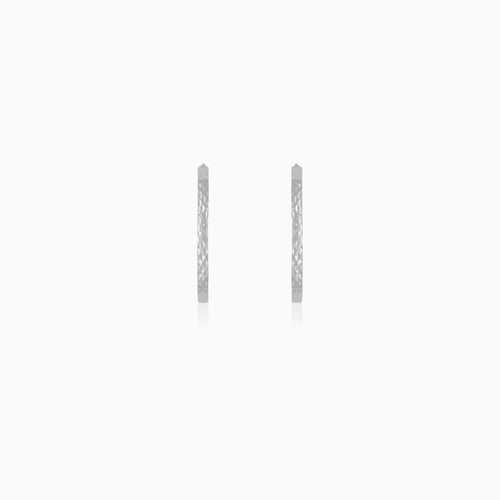 Sterling Silver Hoop Earrings with Shimmering Texture