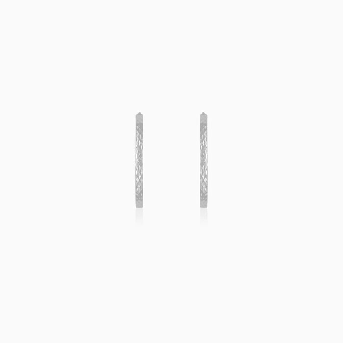 Sterling Silver Hoop Earrings with Shimmering Texture