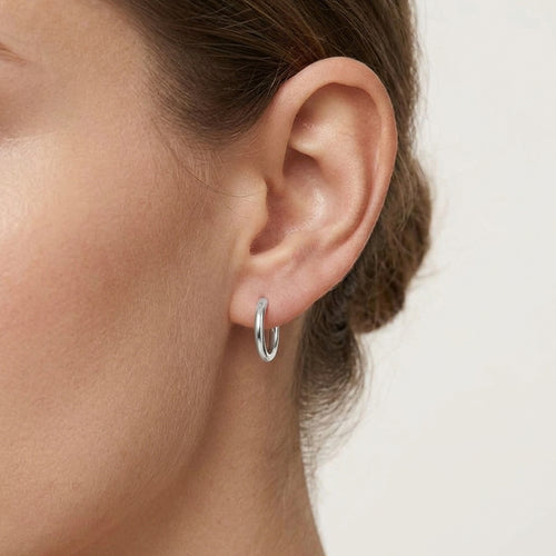 Sterling Silver Hoop Earrings with a Mirror Shine