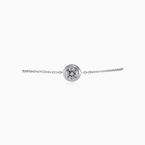 Elegant silver bracelet with cubic zirconia