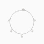 Silver ankle bracelet with star charms