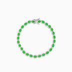 Halo silver bracelet with emerald