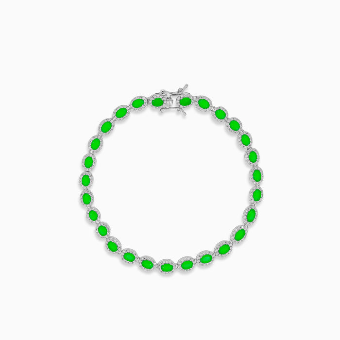 Pulsera halo de plata con esmeralda
