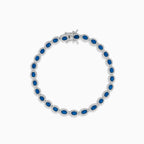 Halo silver bracelet with sapphire