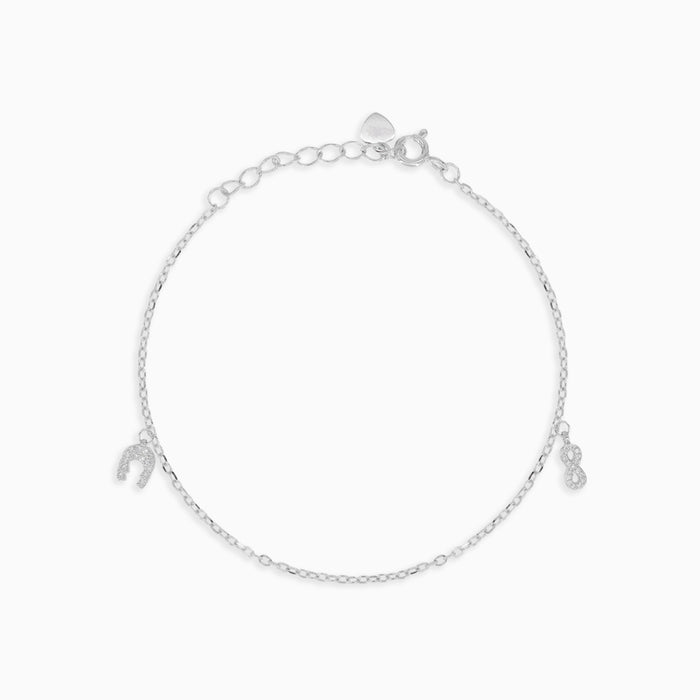 Sterling silver chain bracelet with pendants