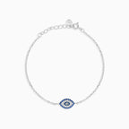 Sterling silver evil eye sapphire bracelet