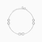 Sterling silver bracelet with three infinity symbols