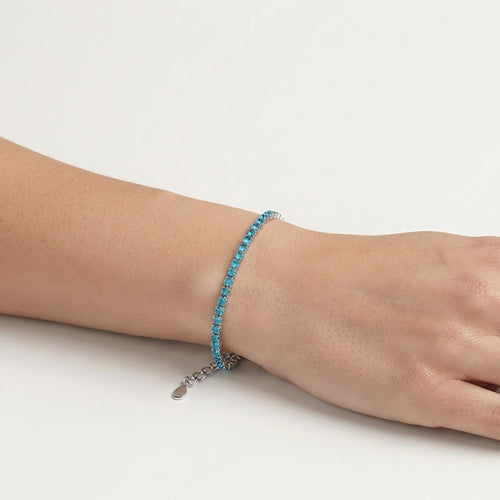 Sterling Silver Blue Topaz Tennis Bracelet
