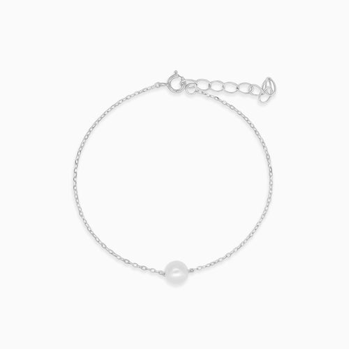 Minimalistický stříbrný perlový náramek
