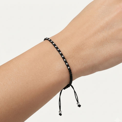 Sterling Silver Black Cord Bracelet