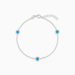 Sterling Silver Blue Opal Bracelet