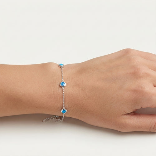 Sterling Silver Blue Opal Bracelet