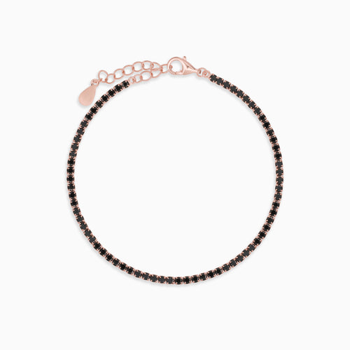 Rose Gold Plated Sterling Silver Onyx Tennis Bracelet
