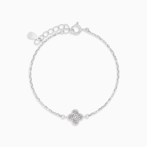 Sterling Silver Clover Cubic Zirconia Bracelet