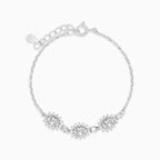 Sterling Silver Floral Cubic Zirconia Bracelet