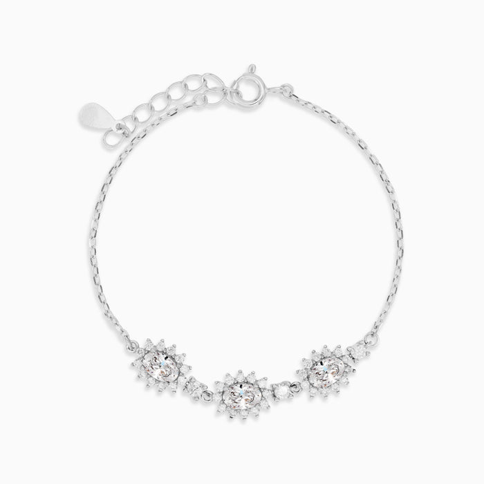 Sterling Silver Floral Cubic Zirconia Bracelet