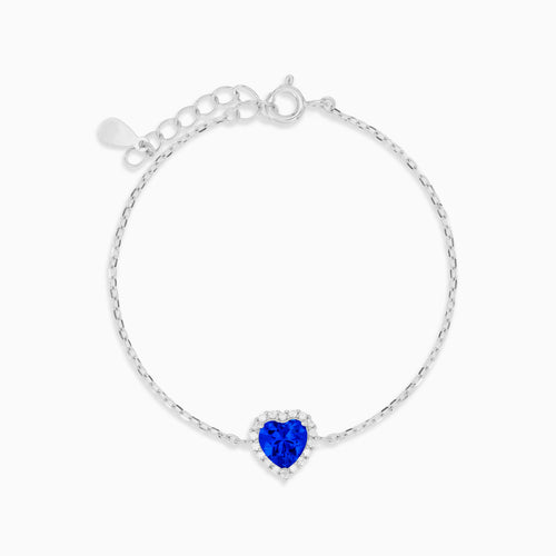 Sterling Silver Sapphire Heart Bracelet