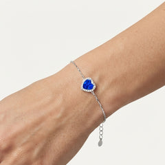 Sterling Silver Sapphire Heart Bracelet
