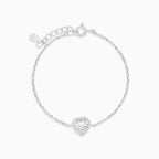 Sterling Silver Heart Halo Bracelet