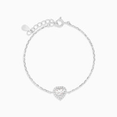 Sterling Silver Heart Halo Bracelet