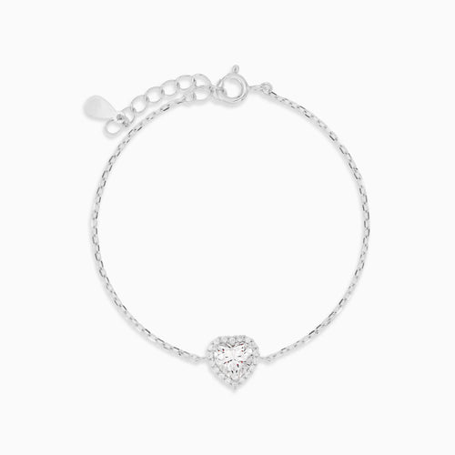 Sterling Silver Heart Halo Bracelet