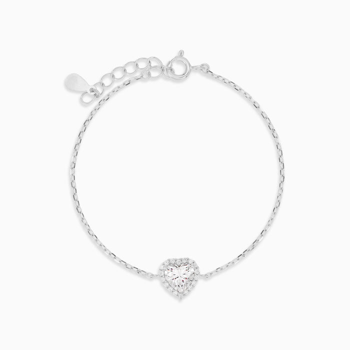 Sterling Silver Heart Halo Bracelet