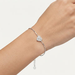 Sterling Silver Heart Halo Bracelet