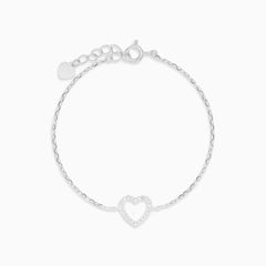 Sterling Silver Open Heart Bracelet