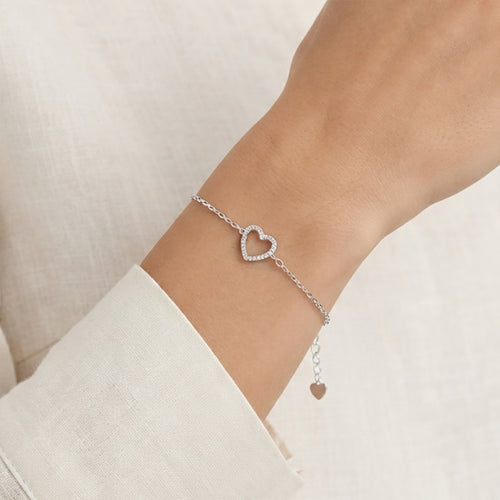 Sterling Silver Open Heart Bracelet