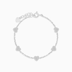 Sterling Silver Pavé Heart Bracelet