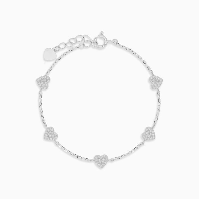 Sterling Silver Pavé Heart Bracelet
