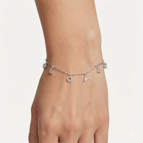 Sterling Silver LOVE Charm Bracelet