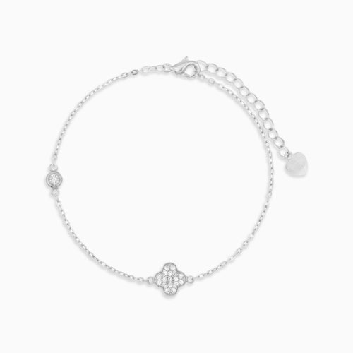 Sterling Silver Clover Cubic Zirconia Bracelet
