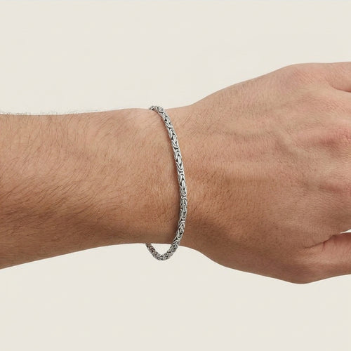 Men’s Silver Bracelet with Ornamental Links