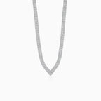 Sterling silver tennis necklace with two rows of cubic zirconia