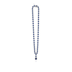 Sterling silver halo necklace with sapphire