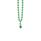 Sterling silver halo necklace with emerald