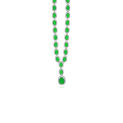 Sterling silver halo necklace with emerald