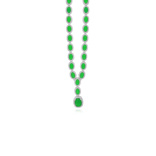 Sterling silver halo necklace with emerald