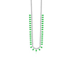 Sterling silver necklace with pear emerald and cubic zirconia