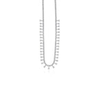 Sterling silver necklace with pear and round cubic zirconia