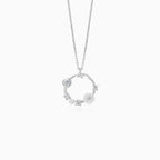 Sterling silver necklace with round and flower pearl