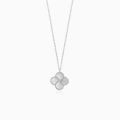 Sterling silver clover necklace with pearl