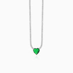 Sterling silver necklace with heart emerald