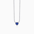 Sterling silver necklace with heart sapphire