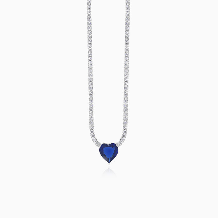 Sterling-Silber Halskette mit Herz-Saphir