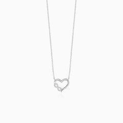 Heart and infinity silver necklace